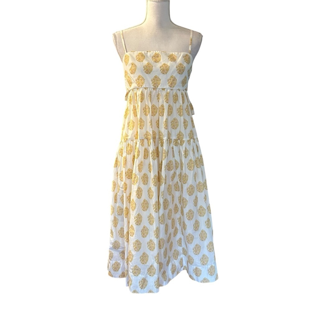 J. Crew White Maxi Dress with Yellow Floral Print